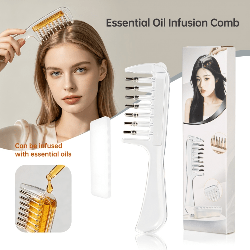 Hair Care Products - مشط شعر شفاف لتطبيق الزيوت العطرية،
